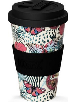iDrink Ποτήρι Καφέ Bamboo με Καπάκι Butterfly 435ml ID5001