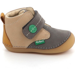 Kickers Sabilo Παιδικά Μποτάκια Μπεζ Γκρι Δερμάτινα με Σκρατς 909721-10-113