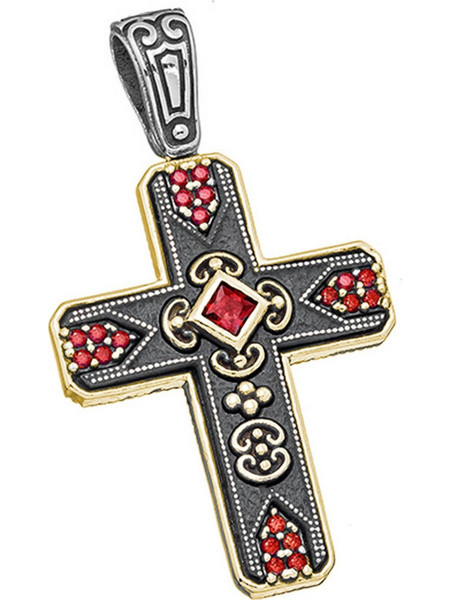 Σταυρός Anastasios Creations ασήμι 925 βυζαντινός με γρανάδα ST30