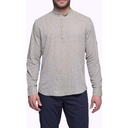 Ben Tailor Komo Ανδρικό Πουκάμισο Λινό Μακρυμάνικο Slim Fit με Mao Γιακά Χακί