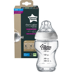 Tommee Tippee Closer To Nature Γυάλινο Μπιμπερό με Θηλή Σιλικόνης κατά των Κολικών 0m+ White 250ml