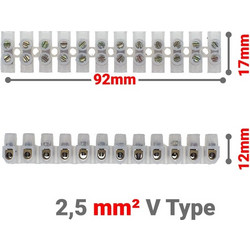Κλέμμες Σειρά 12 Θέσεων 2,5mm v Type