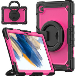 For Samsung Galaxy Galaxy Tab A8 Bracelet Holder Silicone + PC Tablet Case(Rose Red) (OEM)