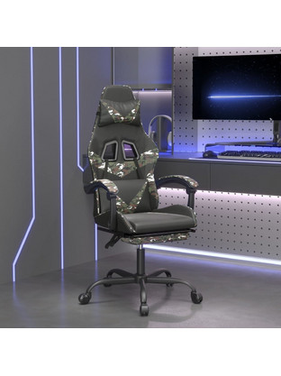 vidaXL Καρέκλα Gaming Δερματίνης με Υποπόδιο Μαύρη 349566