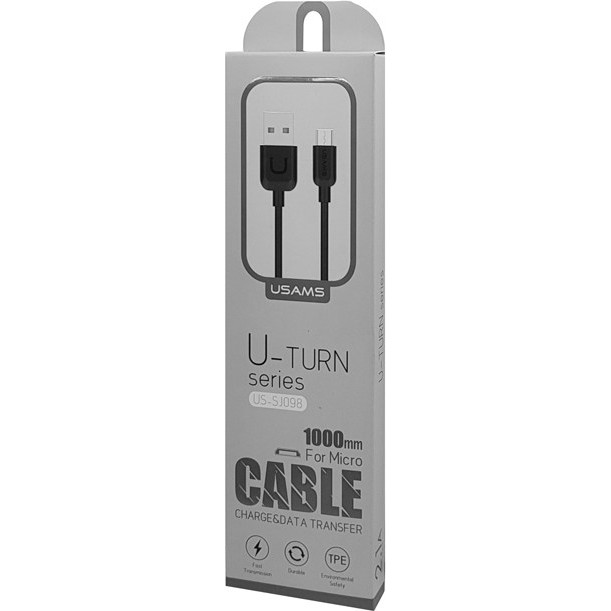 USAMS US-SJ098 U-TURN REGULAR USB 2.0 TO MICRO USB CABLE ΜΑΥΡΟ 1M (MICUSBXD01)