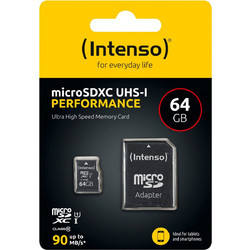 Intenso Performance R90 microSDXC 64GB Class 10 U1 UHS-I + Adapter