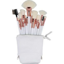 Ilu Basic Makeup Brush Set Σετ Πινέλα Μακιγιάζ με Θήκη White 18Pcs