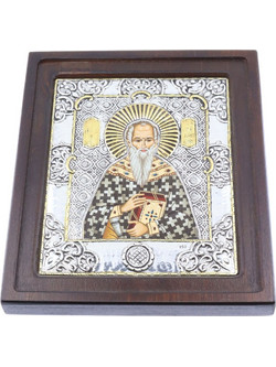 Ασημένια εικόνα Άγιος Χαράλαμπος 17 x 20 cm, iconotechniki