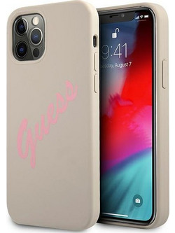 Guess Vintage Script Back Cover Pink (iPhone 12 / 12 Pro)