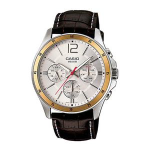 Casio Standard Ανδρικό Ρολόι Χρονογράφος με Μαύρο Δερμάτινο Λουράκι MTP-1374L-7AV Casio Standard Ανδρικό Ρολόι Χρονογράφος με Μαύρο Δερμάτινο Λουράκι MTP-1374L-7AV