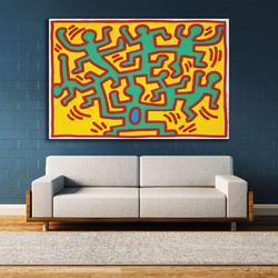 Πίνακας σε Καμβά - Keith Haring - Untitled, 1988 (From Growing Series) Exhibition Poster - 45 x 30 εκ