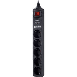 Πολύπριζο Ασφαλείας Crystal Audio CP5130070 5 Θέσεων 1.5m - Μαύρο