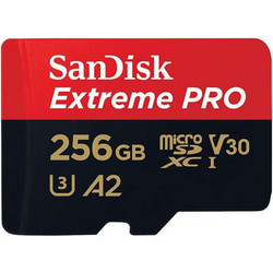 Sandisk Extreme Pro microSDXC 256GB Class 10 U3 V30 UHS-I A2 200MB/s + Adapter