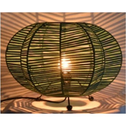 Timber Destyle Boho φωτιστικό επιτραπέζιο μονόφωτο από πλέξη ραττάν ίνας μπαμπού σε μαύρο χρώμα