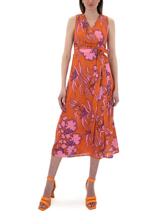 My Tiffany Wearables Midi Καλοκαιρινό Καθημερινό Φόρεμα Floral Κρουαζέ Πολύχρωμο S23T1073