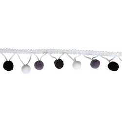 Γιρλάντα χειροτεχνίας διακόσμησης Rayer με pom - pom 3cm 2m ασπρόμαυρη (4455853573)