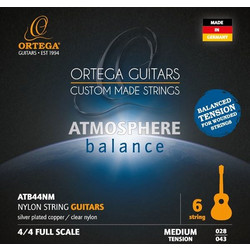 Ortega Atmosphere Μedium Σετ 6 Χορδές Κλασικής Κιθάρας Nylon 28-43" Medium Tension