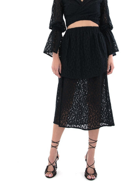 Nadia Rapti Throwback Waves Black Embroidery Φούστα Μαύρη