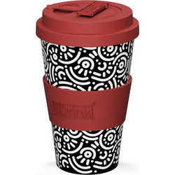 iDrink Ποτήρι Καφέ Bamboo με Καπάκι Geometric 435ml ID5003