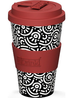 iDrink Ποτήρι Καφέ Bamboo με Καπάκι Geometric 435ml ID5003