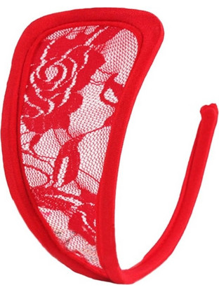Strapless Bikini, Transparent Floral Lace, Red, S-L