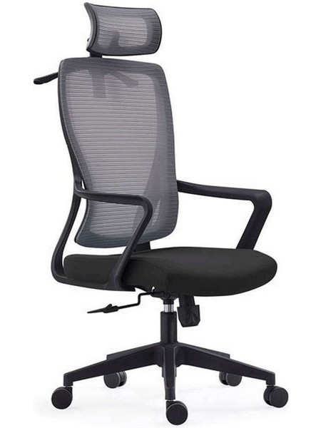 Woodwell BF3850 Καρέκλα Γραφείου Διευθυντική με Προσκέφαλο Στήριξη Μέσης και Ανάκλιση Μαύρη Γκρι ΕΟ617,2