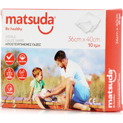Matsuda Be Healthy Αποστειρωμένες Γάζες 36x40cm 10τμχ