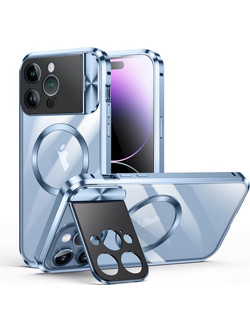 Magnetic Metal Full Body Θήκη MagSafe με Window Holder iPhone 13 Pro Max - Blue