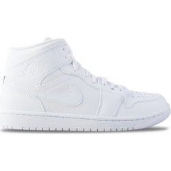 Jordan Air 1 Mid Ανδρικά Sneakers Μποτάκια Λευκά 554724-136