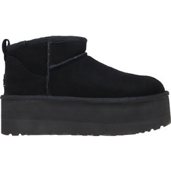 UGG Classic Ultra Mini Platform Γυναικεία Μποτάκια Πλατφόρμα Suede Μαύρα με Γούνα 1135092-BLK