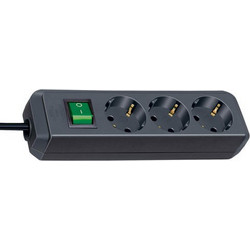 Brennenstuhl 1152300015 Eco-Line, power distribution unit, 3 sockets, 1.5m, black, with switch (BN3021)