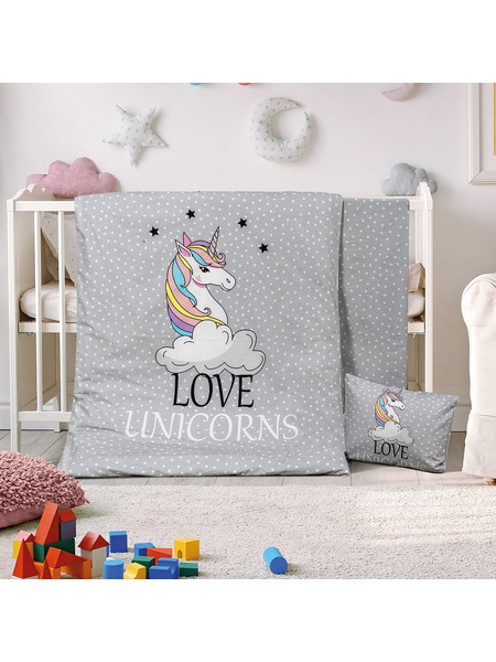 Beauty Home Art 5188 Σετ Βρεφικά Σεντόνια Κούνιας Βαμβακερά 120x160 Grey