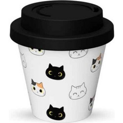 iDrink Ποτήρι Καφέ Bamboo με Καπάκι Mini Cats 90ml ID5117