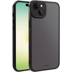 VIVANCO FROSTED COVER CAMERA PROTECTION IPHONE 15 PLUS semi transparent/black backcover