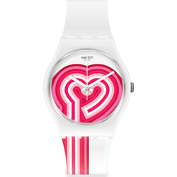 Swatch Beating Love Γυναικείο Ρολόι με Λευκό Καουτσούκ Λουράκι GW214