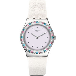 Swatch After Dinner Γυναικείο Ρολόι με Λευκό Δερμάτινο Λουράκι YLS201
