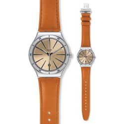Swatch Deep Hole Ανδρικό Ρολόι με Καφέ Δερμάτινο Λουράκι YWS408C