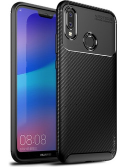 iPAKY Huawei P20 Lite Carbon fiber Armor Case Black