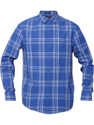 Tommy Hilfiger Poplin Ανδρικό Πουκάμισο Βαμβακερό Καρό Μακρυμάνικο Κανονική Γραμμή Royal Blue DM0DM18968-C6P