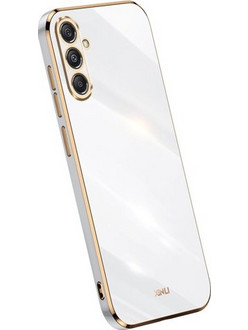 XINLI Θήκη Σιλικόνης TPU Electroplated Gold Edge για Samsung Galaxy S23 FE - Λευκό
