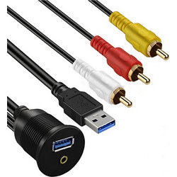 AMPIRE USB/AUX BUILT-IN SOCKET WITH 200cm CABLE, RCA