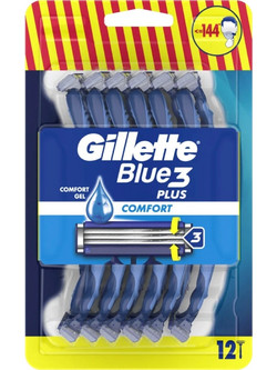 Gillette Blue Plus Comfort Blister Ξυραφάκι μιας Χρήσης με 3 Λεπίδες & Λιπαντική Ταινία 12τμχ