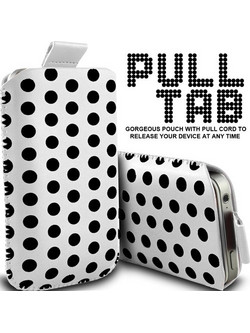 Stylish Pull Up Leather Smart Case Cover Medium - White black dots OEM