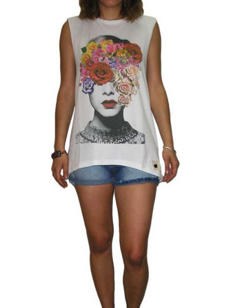Bigbong flower head γυναικείο αμάνικο τοπ bb-352