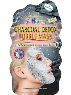 Montagne Jeunesse 7th Heaven Charcoal Detox Bubble Masque Κρεμώδης Μαύρη Μάσκα Προσώπου με Άνθρακα & Οξυγόνο 1τμχ