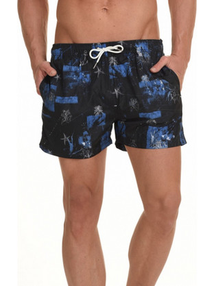 Biston Ανδρικό Μαγιό Σορτς με Σχέδια Navy Μπλε 45-231-003