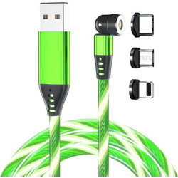 RED POINT 27920 ΜΑΓΝΗΤΙΚΟ ΚΑΛΩΔΙΟ USB ΦΩΤΙΖΟΜΕΝΟ 3 ΣΕ 1 (A ΣΕ C, MICRO, LIGHTNING) 1m ΠΡΑΣΙΝΟ