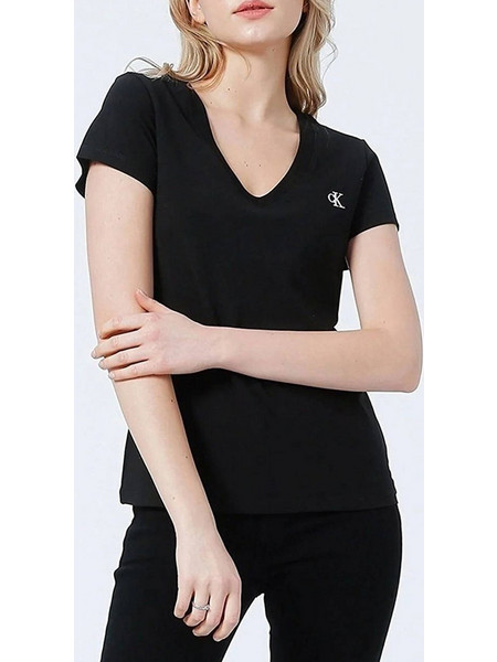 CALVIN KLEIN JEANS CK EMBROIDERY STRETCH V-NECK J20J213716-BAE Black