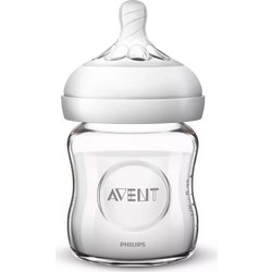 Philips Avent Natural SCF051/17 Γυάλινο Μπιμπερό με Θηλή Σιλικόνης κατά των Κολικών 0m+ 120ml