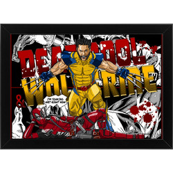 Ξύλινο κάδρο με θέμα το Deadpool + Wolverine